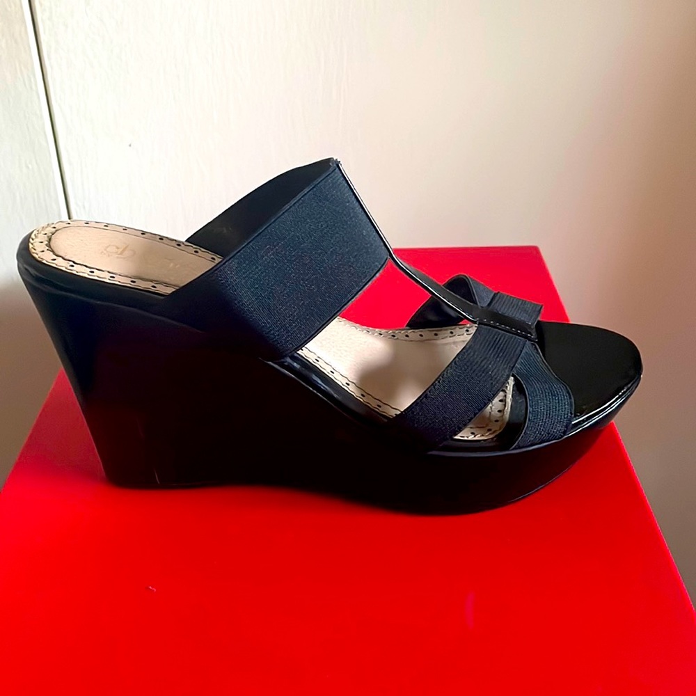 Charles David -Black Wedges lightly used.